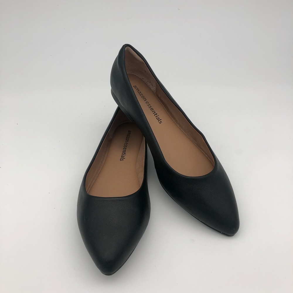 Amazon Essentials Black Pointed Toe Flats Size 8 - image 1